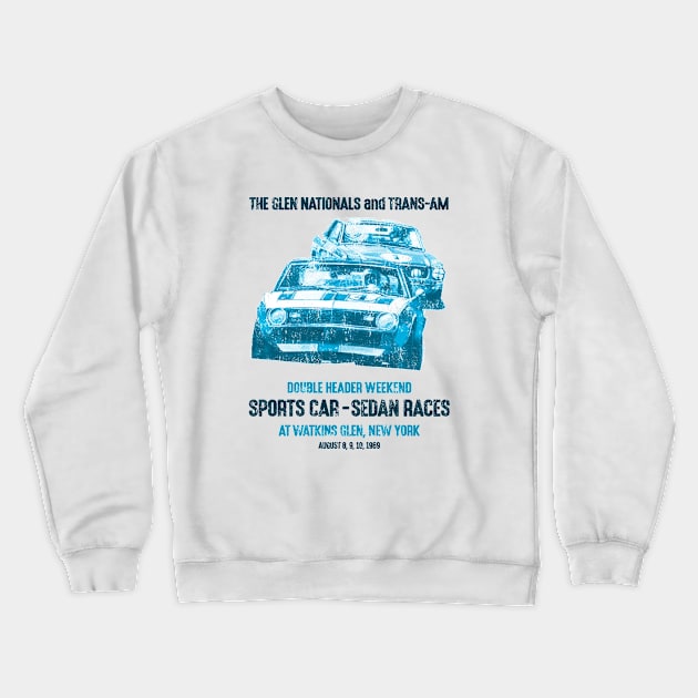 1969 Watkins Glen Trans-Am Races Crewneck Sweatshirt by retropetrol
